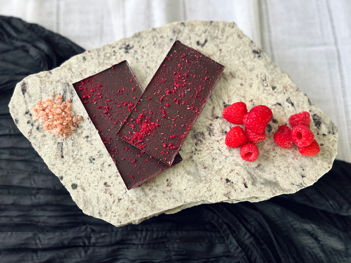 70% Dark Chocolate Raspberry Sea Salt Bar